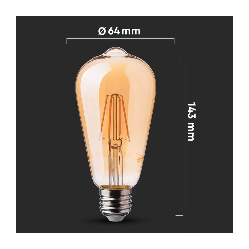 Lâmpada LED FILAMENT ST64 E27/6W/230V 2200K