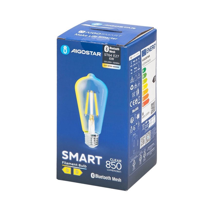 Lâmpada LED com regulação FILAMENT MESH Inteligente ST64 E27/6W/230V 2700-6500K - Aigostar