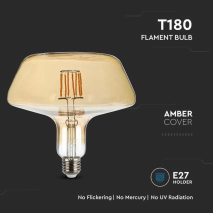 Lâmpada LED FILAMENT T180 E27/8W/230V 1800K