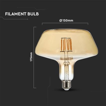 Lâmpada LED FILAMENT T180 E27/8W/230V 1800K