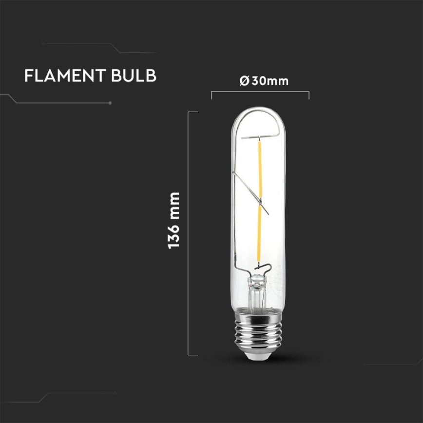 Lâmpada LED FILAMENT T30 E27/2W/230V 3000K