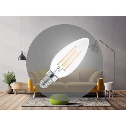 Lâmpada LED Filamento C37 E14/6W/230V 4000K
