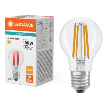 Lâmpada LED Filamento Clássico A60 E27/11W/230V 2700K - Ledvance