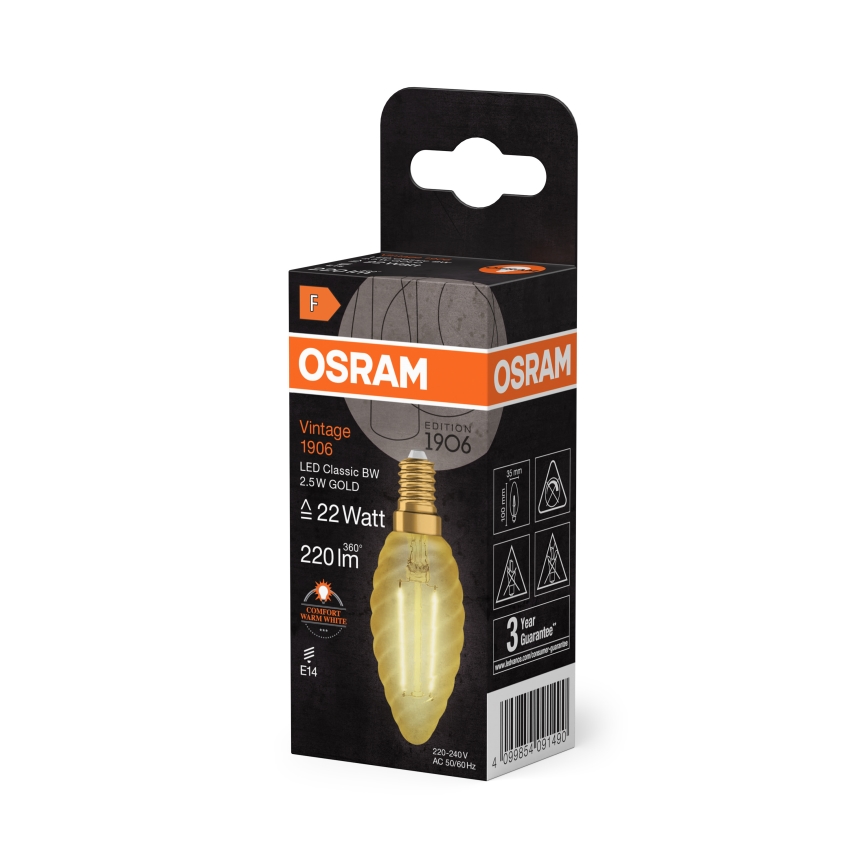 Lâmpada LED Filamento Vintage E14/2,5W/230V 2400K - Osram