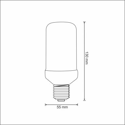 Lâmpada LED FLAME T60 E27/3W/230V 1400K