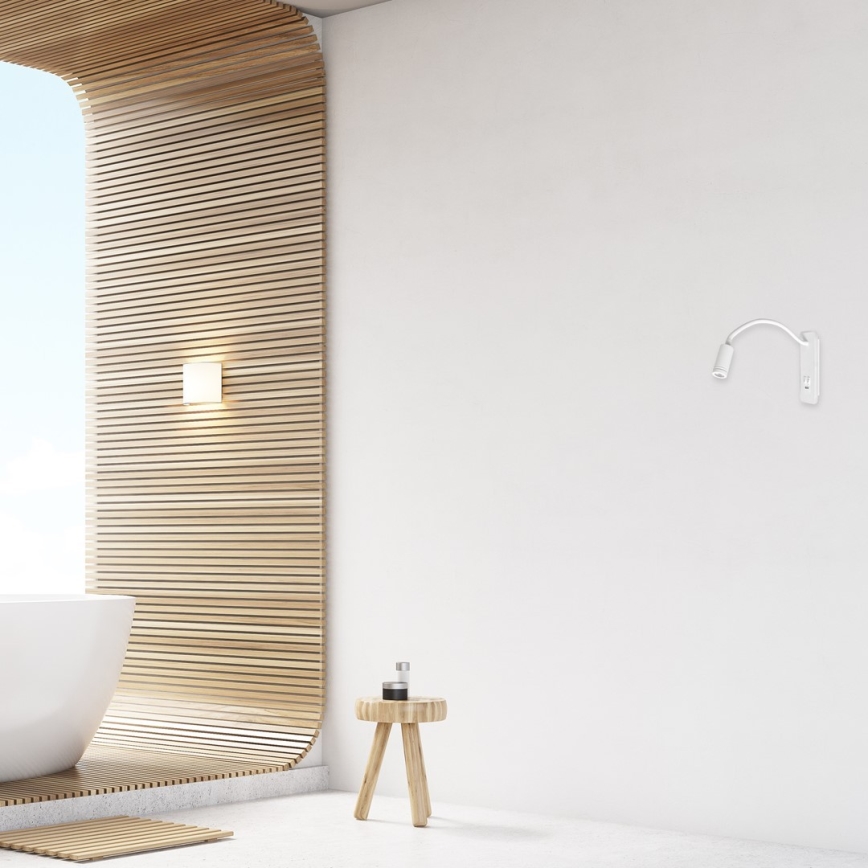 Luminária de parede flexível LED com USB BASE 1xLED/8W+1xLED/2W/230V branca