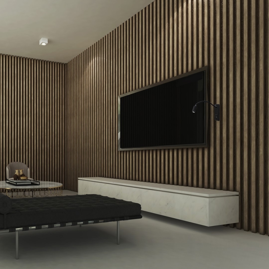 Luminária de parede flexível LED com USB BASE 1xLED/8W+1xLED/2W/230V preta