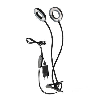 Lâmpada de mesa flexível LED dimmerizável com clipe para cultivo de plantas VITARO 2xLED/4W/230V preta