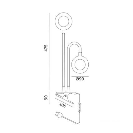 Lâmpada de mesa flexível LED dimmerizável com clipe para cultivo de plantas VITARO 2xLED/4W/230V preta