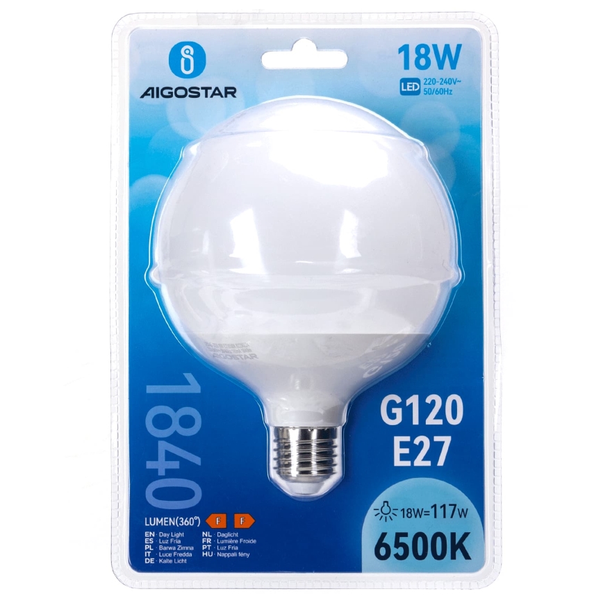 Lâmpada LED G120 E27/18W/230V 6500K - Aigostar