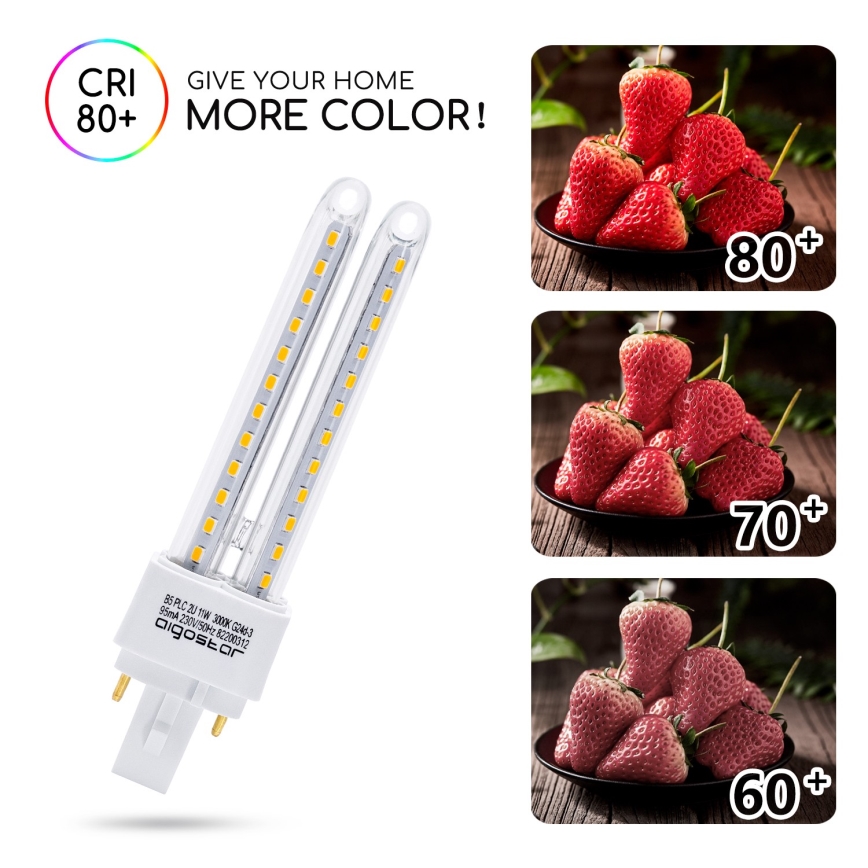 Lâmpada LED G24D-3/11W/230V 3000K - Aigostar