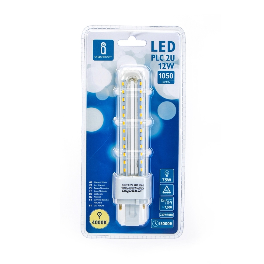 Lâmpada LED G24D-3/12W/230V 4000K - Aigostar