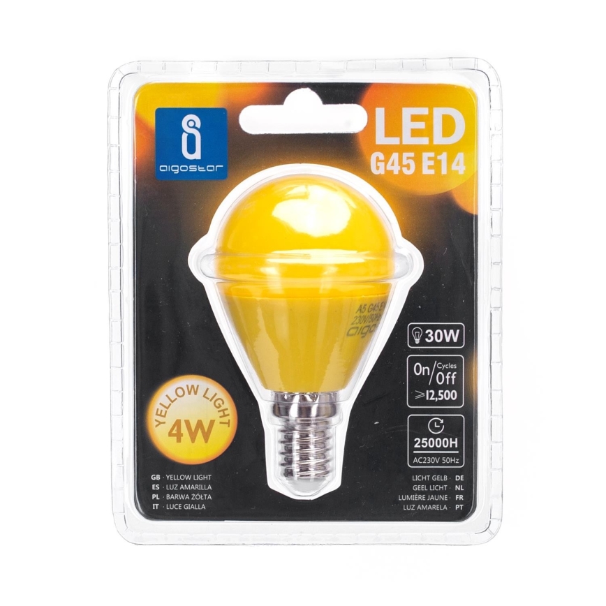Lâmpada LED G45 E14/4W/230V amarela - Aigostar