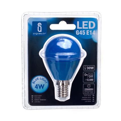 Lâmpada LED G45 E14/4W/230V azul - Aigostar