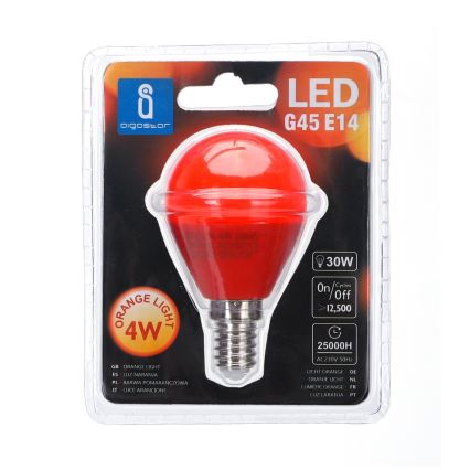 Lâmpada LED G45 E14/4W/230V laranja - Aigostar