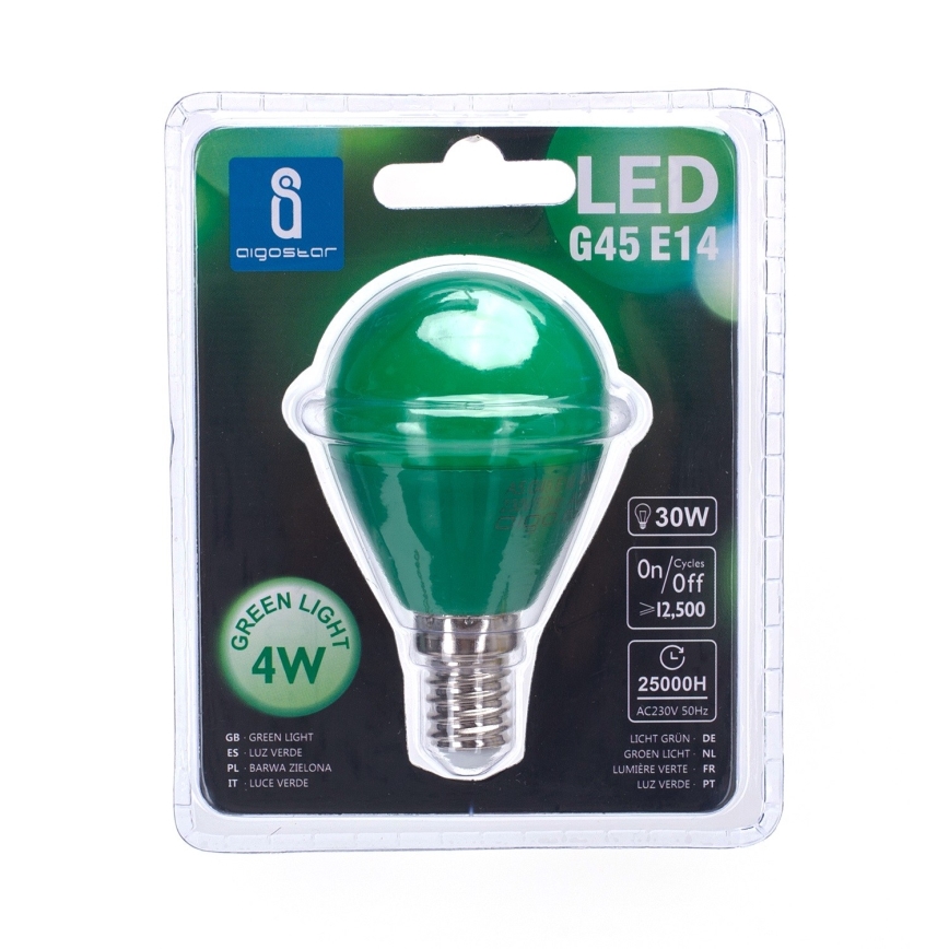 Lâmpada LED G45 E14/4W/230V verde - Aigostar