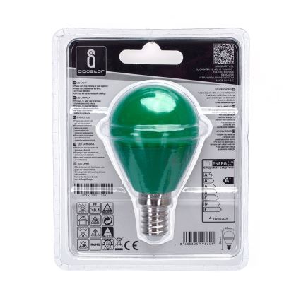 Lâmpada LED G45 E14/4W/230V verde - Aigostar