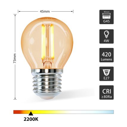 Lampada LED G45 E27/4W/230V 2200K - Aigostar