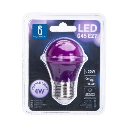 Lâmpada LED G45 E27/4W/230V roxa - Aigostar