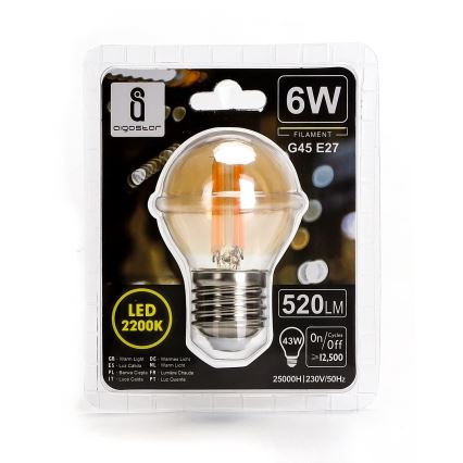 Lâmpada LED G45 E27/6W/230V 2200K - Aigostar