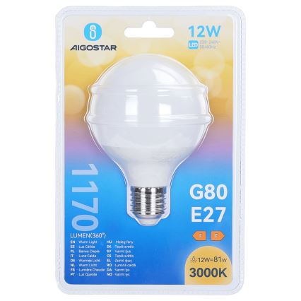Lâmpada LED G80 E27/12W/230V 3000K - Aigostar