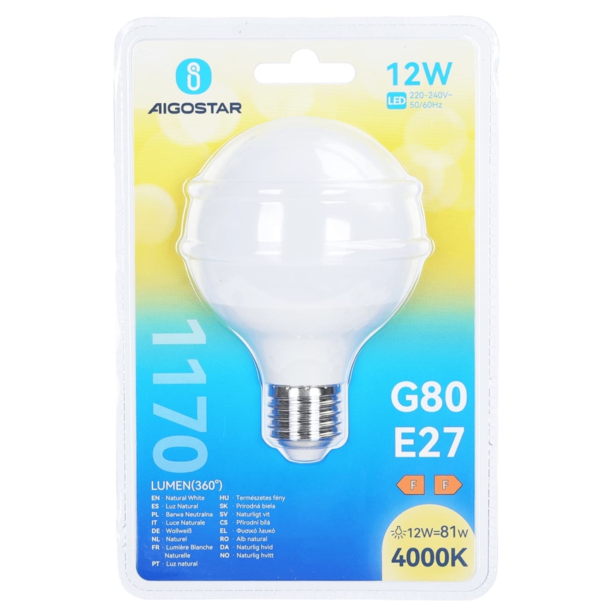 Lâmpada LED G80 E27/12W/230V 4000K - Aigostar