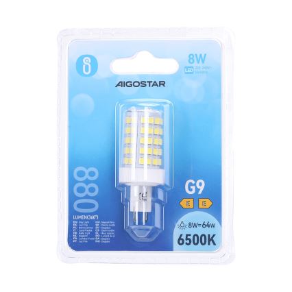 Lâmpada LED G9/8W/230V 6500K - Aigostar