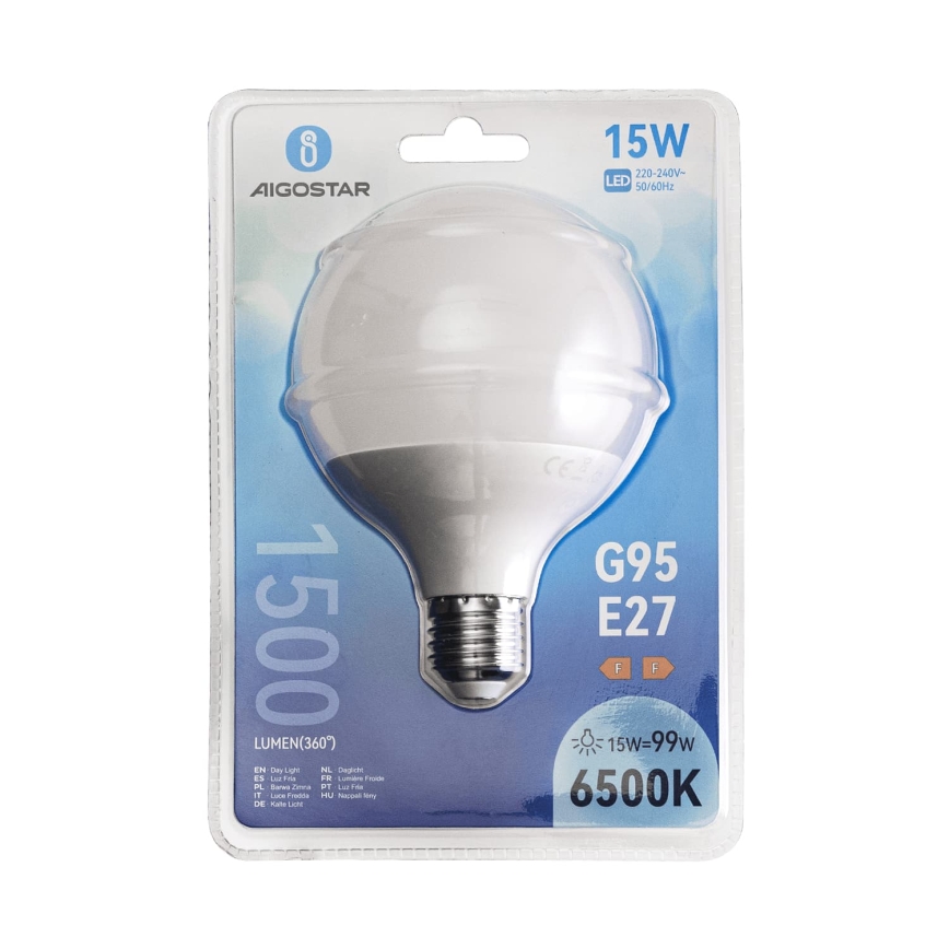 Lâmpada LED G95 E27/15W/230V 6500K - Aigostar
