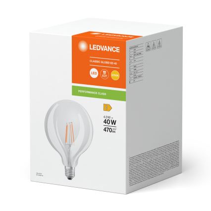 Lâmpada LED GLOBE CLASSIC FILAMENT G125 E27/4W/230V 2700K - Ledvance