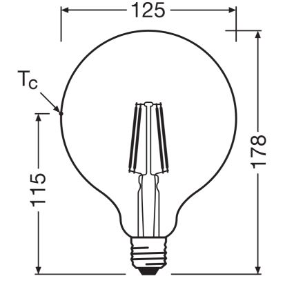 Lâmpada LED GLOBE CLASSIC FILAMENT G125 E27/4W/230V 2700K - Ledvance