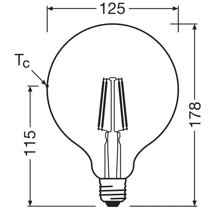 Lâmpada LED GLOBE CLASSIC FILAMENT G125 E27/4W/230V 2700K - Ledvance