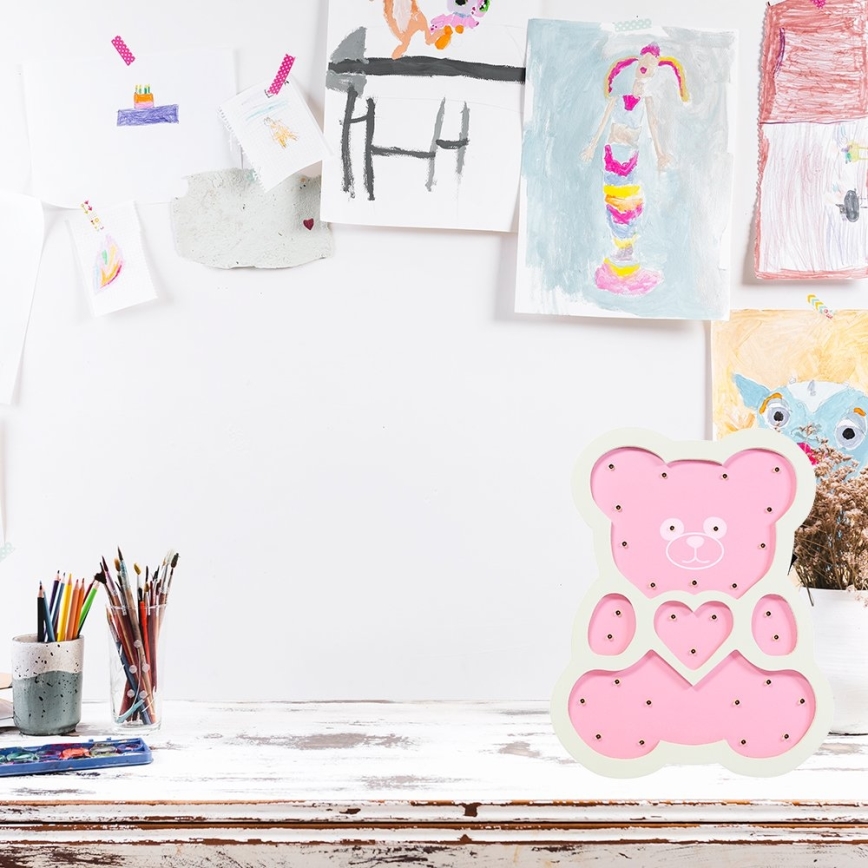 Lâmpada Infantil LED LED/2xAA Urso Rosa