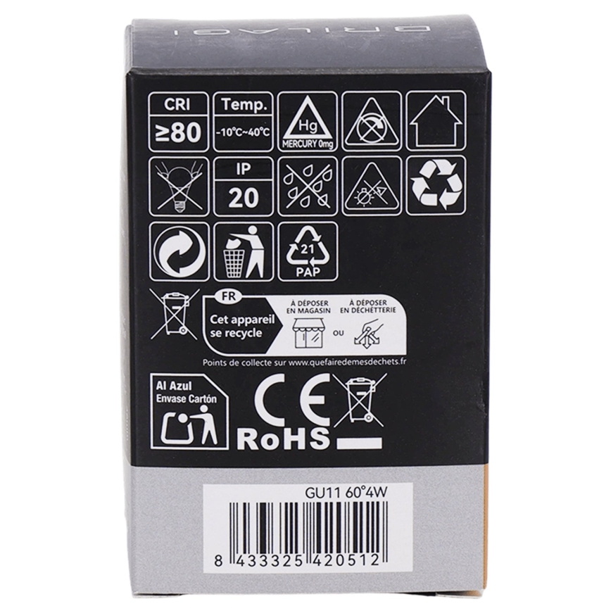 Lâmpada LED MR11 GU10/4W/230V 3000K 60° - BRILAGI