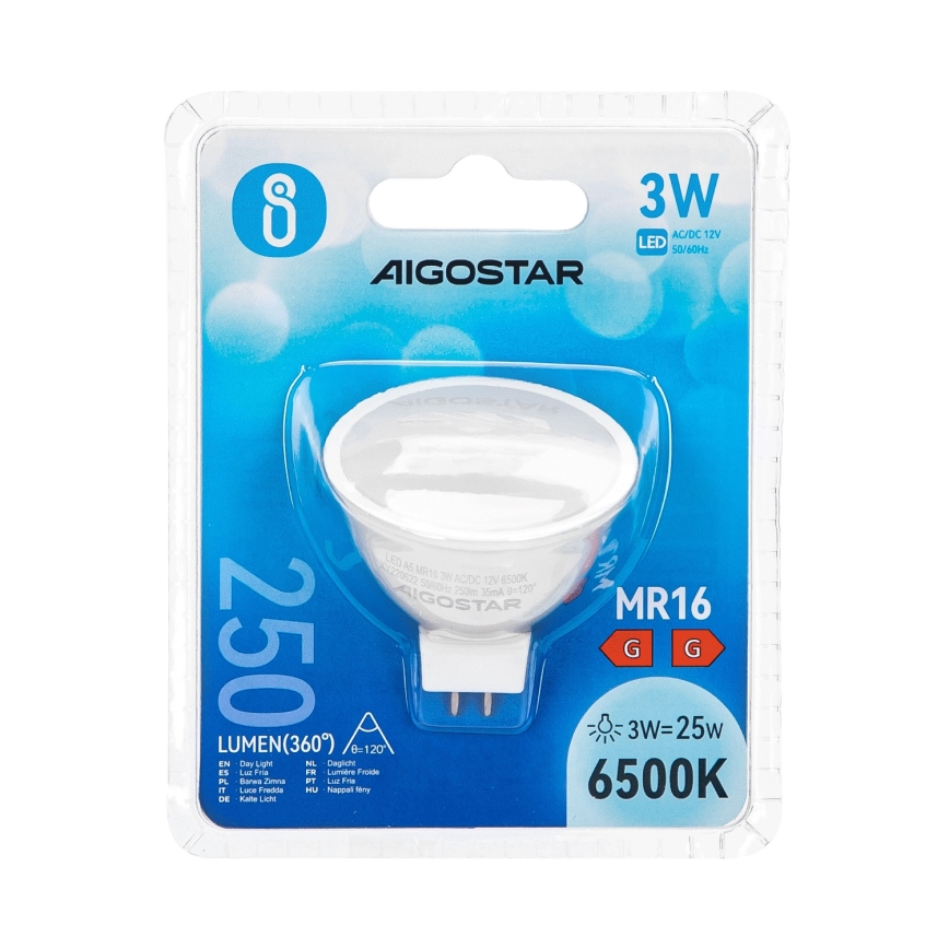 Lâmpada LED MR16 GU5,3/3W/12V 6500K - Aigostar