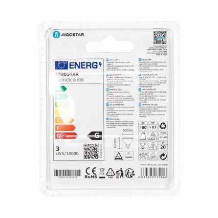 Lâmpada LED MR16 GU5,3/3W/12V 6500K - Aigostar