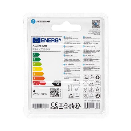 Lâmpada LED MR16 GU5,3/4W/12V 3000K - Aigostar