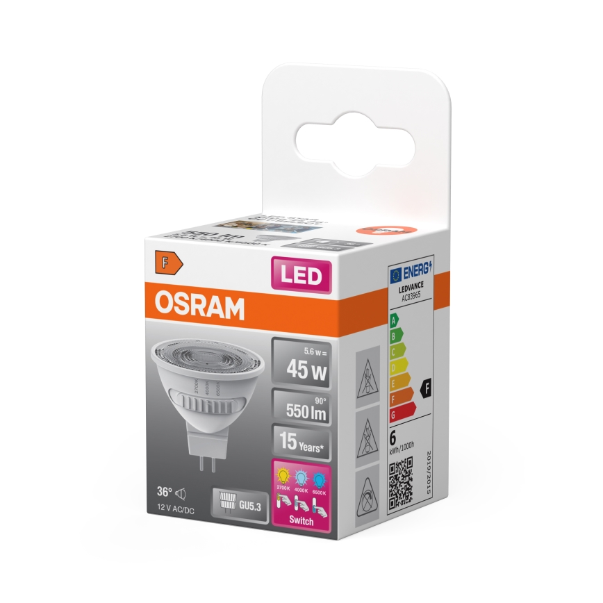 Lâmpada LED MR16 GU5,3/5,6W/12V 2700/4000/6500K 36° - Osram