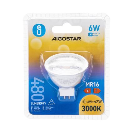 Lâmpada LED MR16 GU5,3/6W/12V 3000K - Aigostar