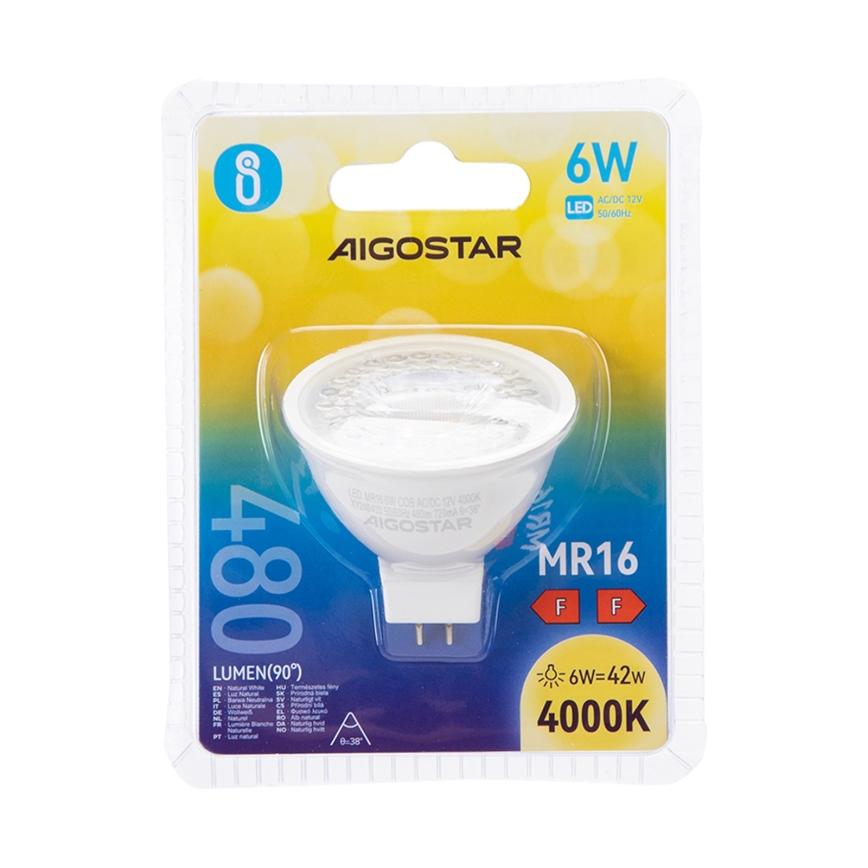 Lâmpada LED MR16 GU5,3/6W/12V 4000K - Aigostar