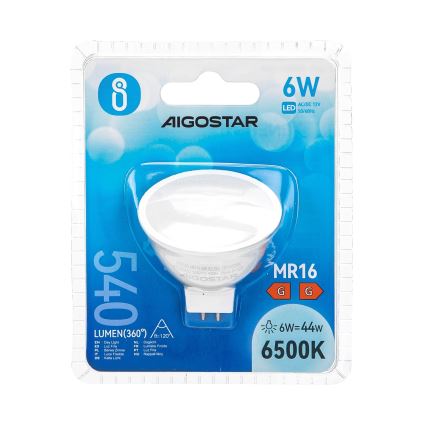 Lâmpada LED MR16 GU5,3/6W/12V 6500K - Aigostar