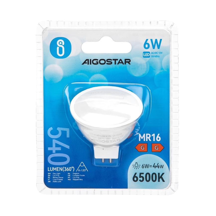 Lâmpada LED MR16 GU5,3/6W/12V 6500K - Aigostar