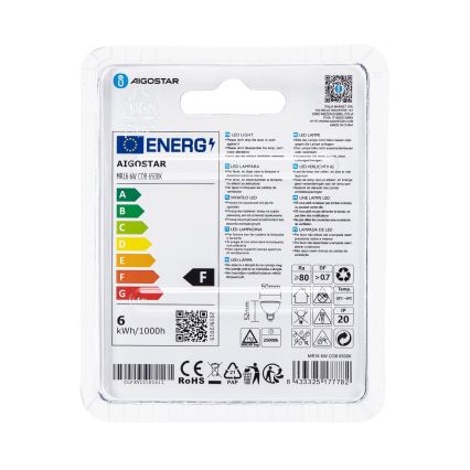 Lâmpada LED MR16 GU5,3/6W/12V 6500K - Aigostar