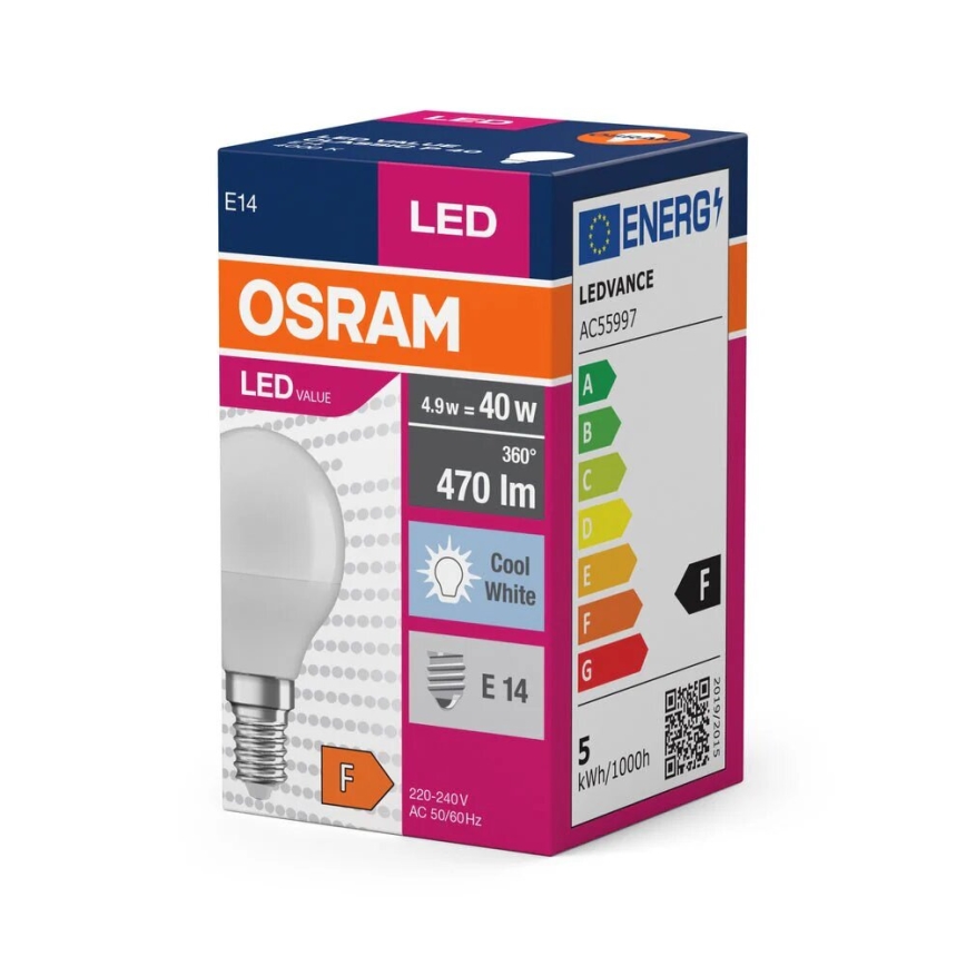 Lâmpada LED P40 E14/4,9W/230V 4000K - Osram