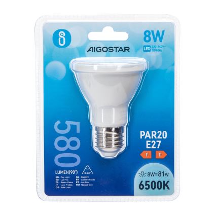 Lâmpada LED PAR20 E27/8W/230V 6500K - Aigostar