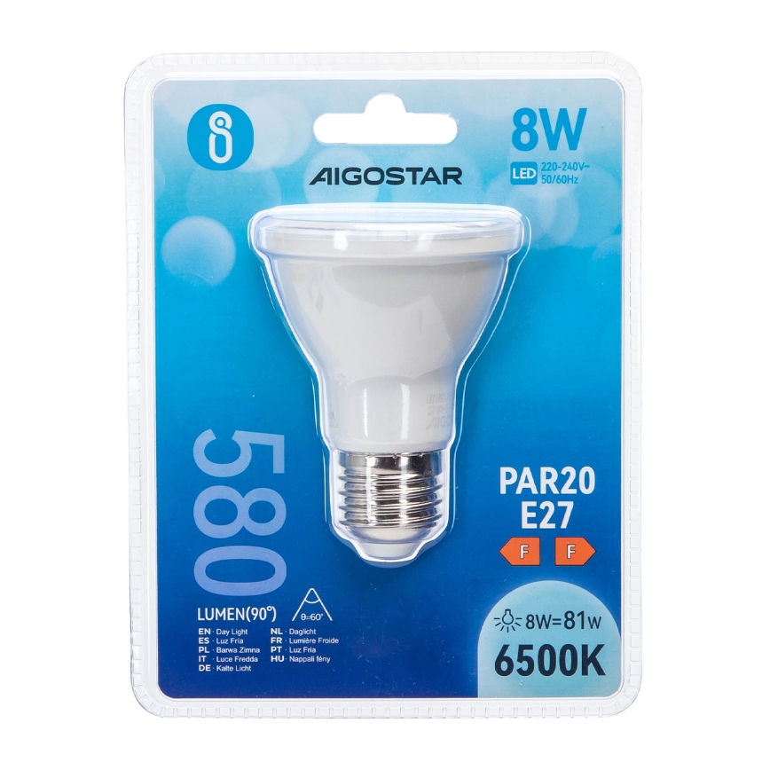 Lâmpada LED PAR20 E27/8W/230V 6500K - Aigostar
