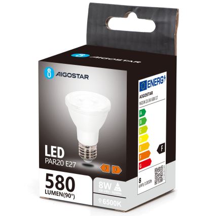 Lâmpada LED PAR20 E27/8W/230V 6500K - Aigostar
