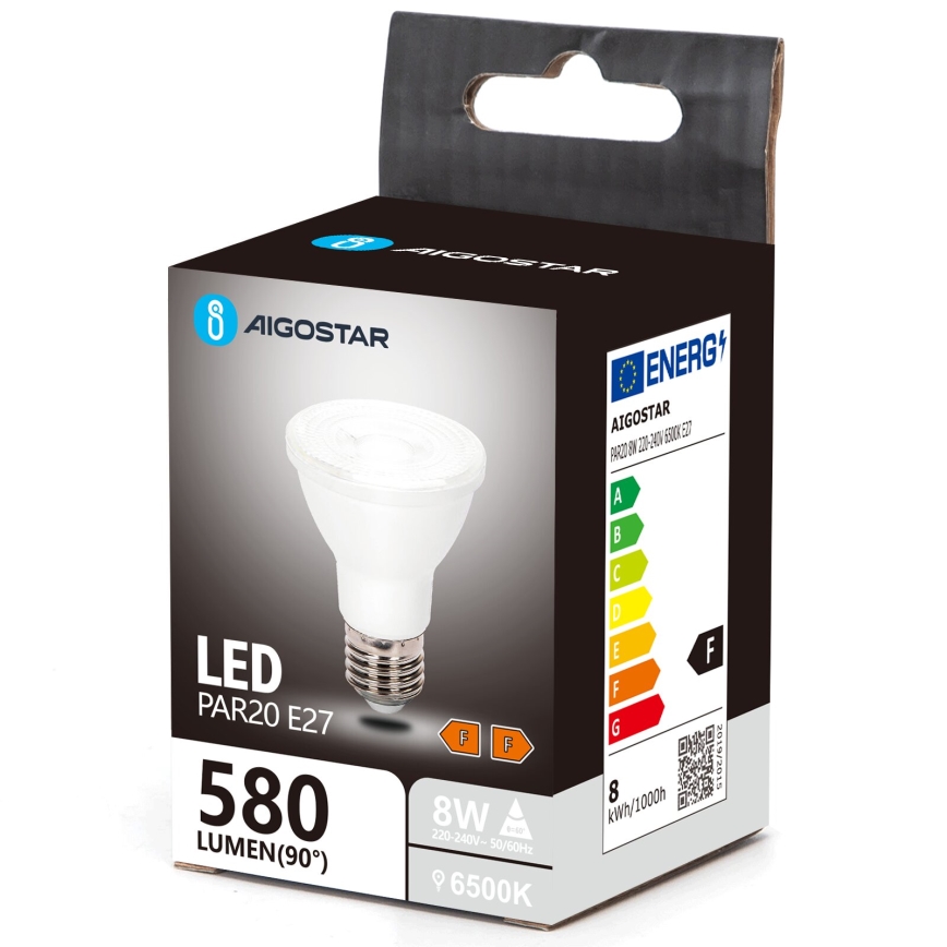 Lâmpada LED PAR20 E27/8W/230V 6500K - Aigostar