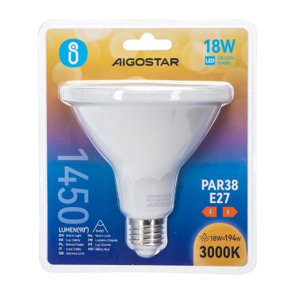 Lâmpada LED PAR38 E27/18W/230V 3000K - Aigostar