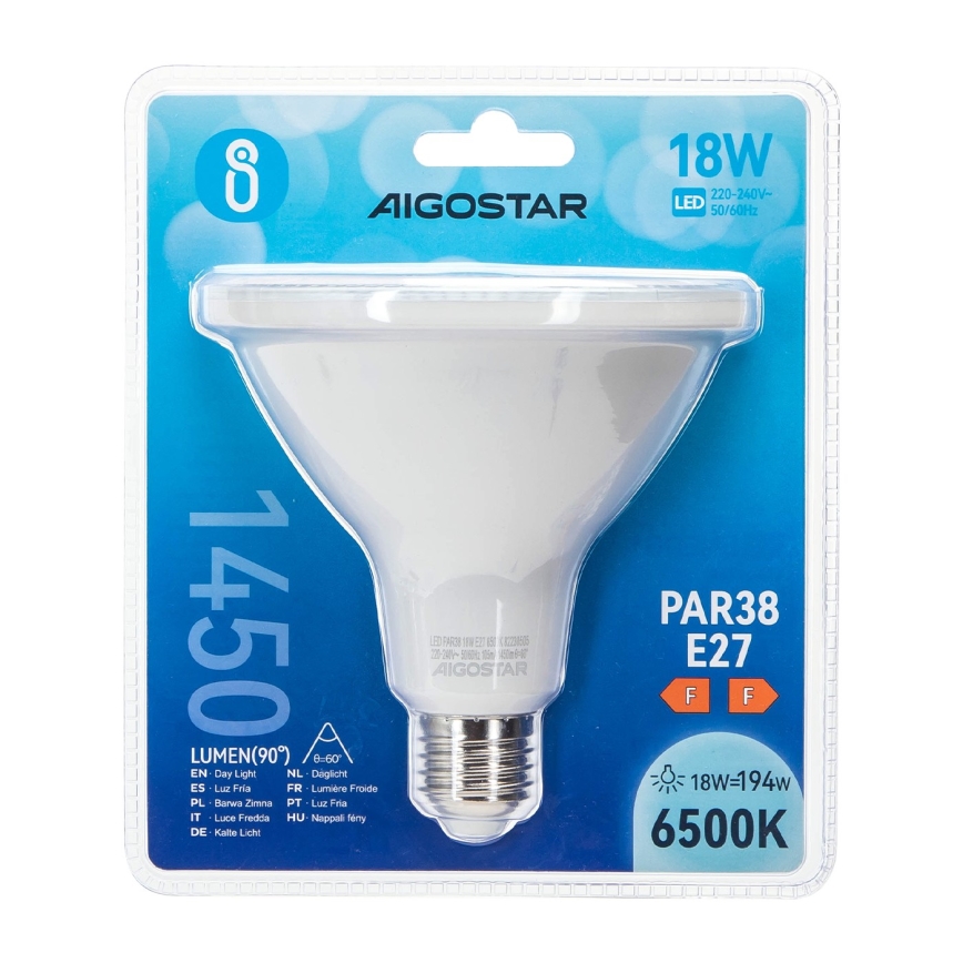 Lâmpada LED PAR38 E27/18W/230V 6500K - Aigostar