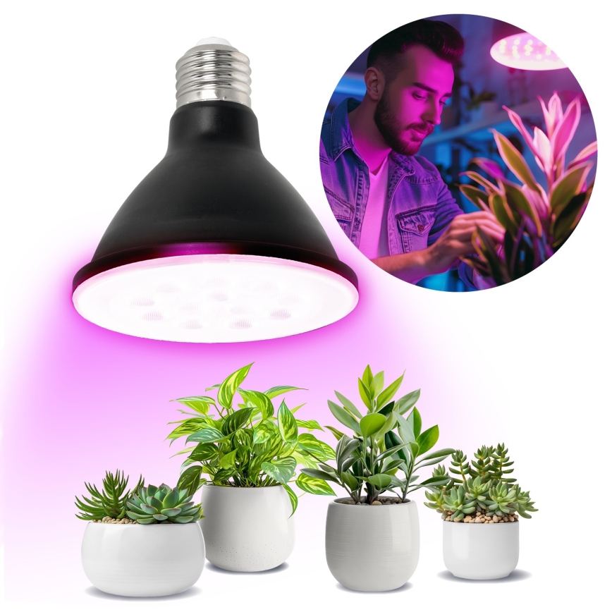 Lâmpada LED para crescimento de plantas PLANTY E27/9W/230V 1200K preto